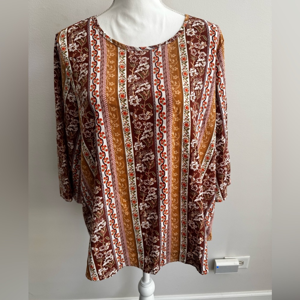 Emery Rose Floral Striped Women's Blouse